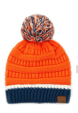 Colorblock Ribbed Beanie With Pom