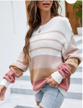 Contrast Button Shoulder
Striped Sweater