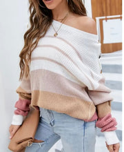 Contrast Button Shoulder
Striped Sweater